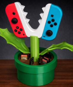 piranha plant nintendo switch joy cons controller holder & game storage | 3d printed controller stand