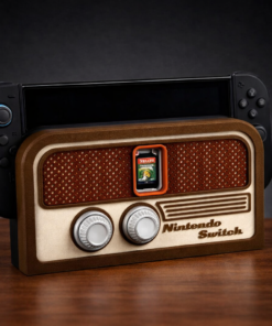 📻 retro radio nintendo switch 2 dock cover | 3d printed front panel with game cartridge storage