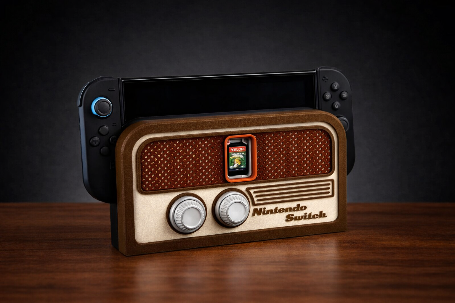 📻 retro radio nintendo switch 2 dock cover | 3d printed front panel with game cartridge storage 📻 retro radio nintendo switch 2 dock cover | 3d printed front panel with game cartridge storage