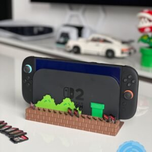 Mario Themed Switch 2 Dock Stand with Game Storage