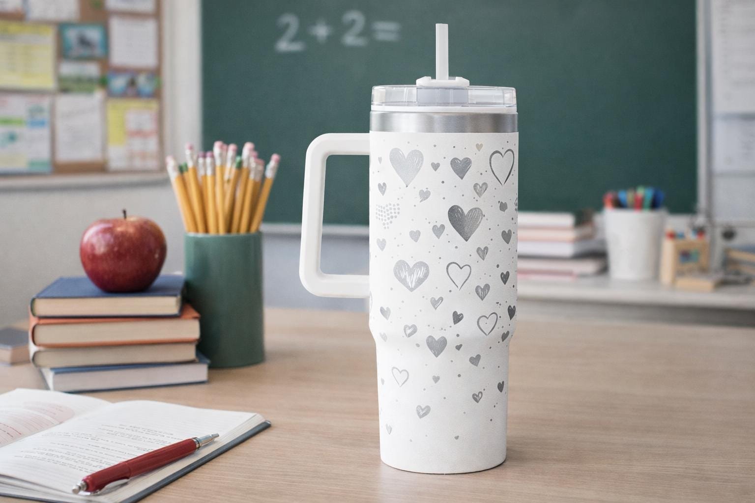 Heart Pattern 40 oz Engraved Tumbler - Image 2