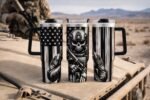 American Flag Skull 40 oz Engraved Tumbler