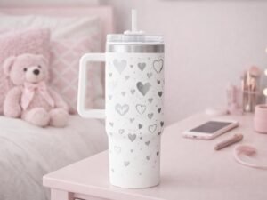 Heart Pattern 40 oz Engraved Tumbler