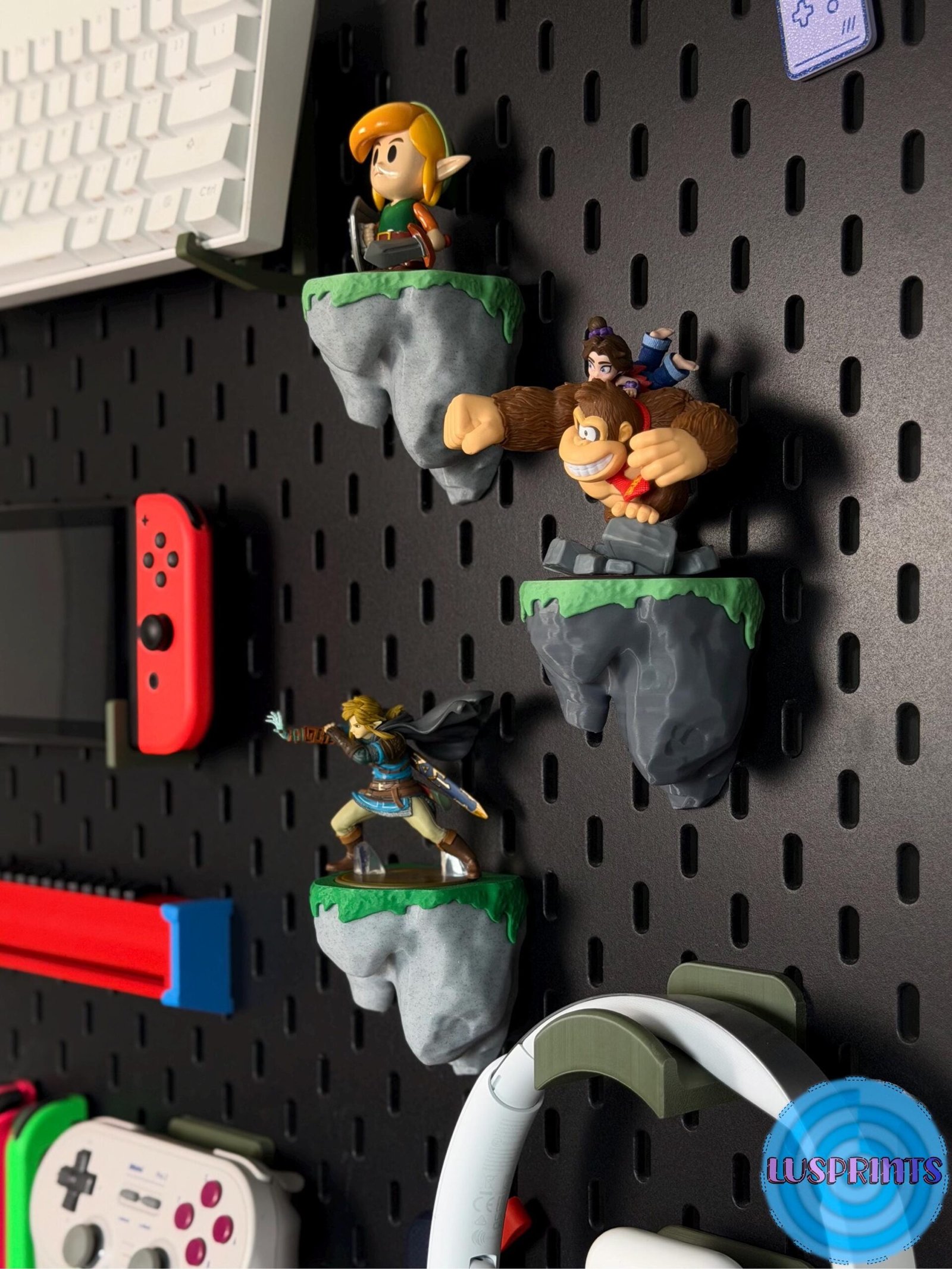 Amiibo Stand for IKEA SKÅDIS Pegboard | Floating Rock Amiibo Display | Nintendo Amiibo Shelf | Gaming Wall Organizer - Image 5