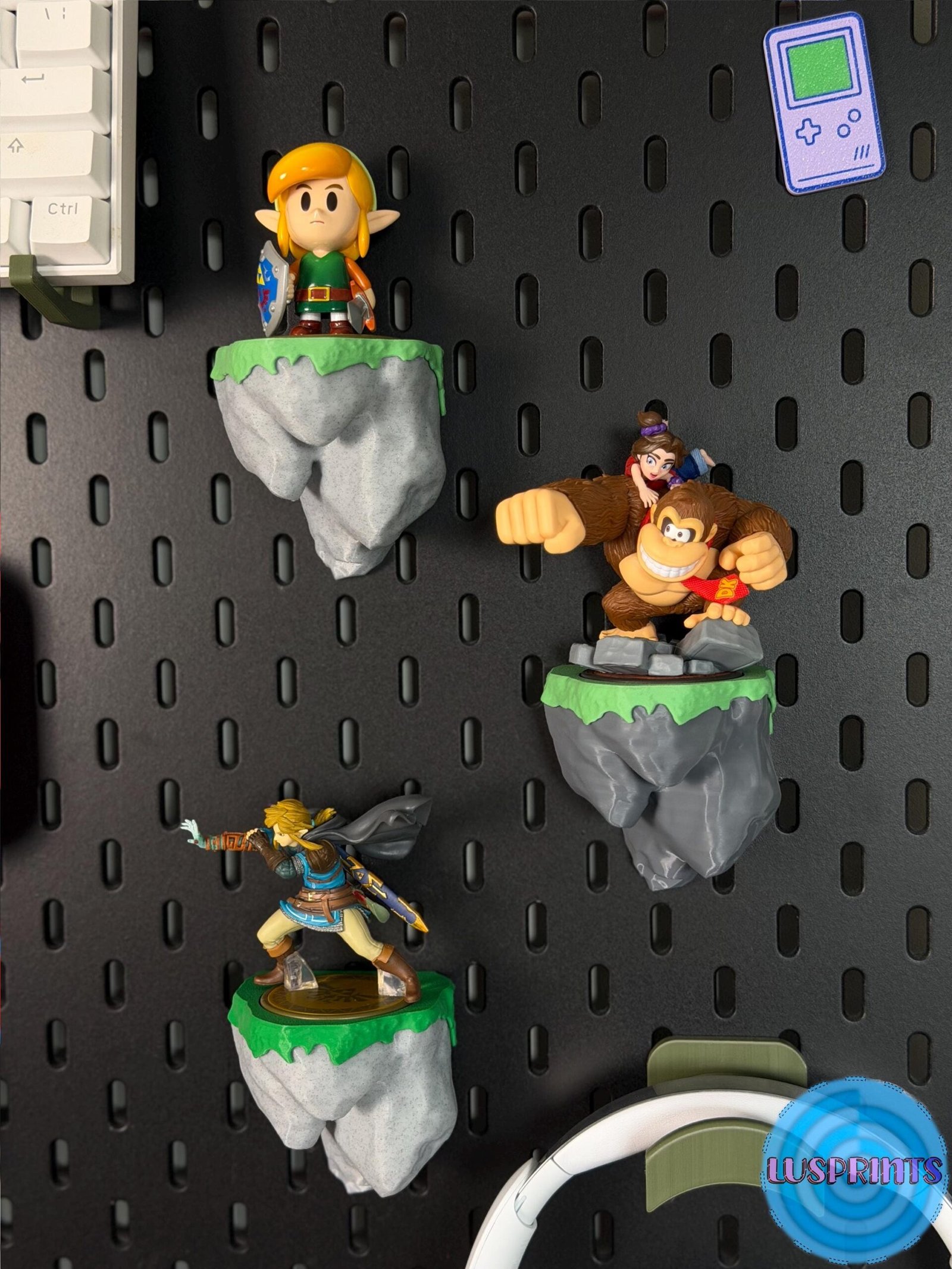 Amiibo Stand for IKEA SKÅDIS Pegboard | Floating Rock Amiibo Display | Nintendo Amiibo Shelf | Gaming Wall Organizer - Image 2